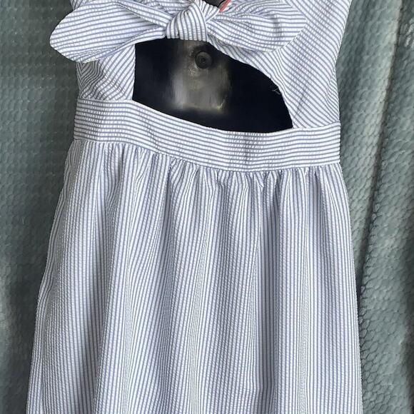 R&K Sleeveless Spaghetti Strap Dress Blue & White Striped with Coral size 6 - Picture 5 of 7